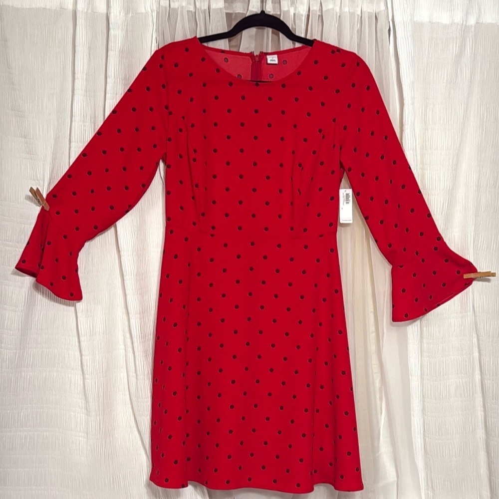 Old Navy Red Ribbed A-line Dress with Bell Sleeves - Picture 10 of 10